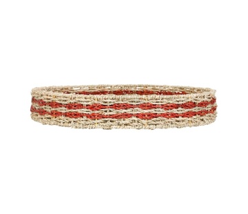Set 2 tavi decorative, din iarba de mare, D45 cm, Damier Red - Img 3