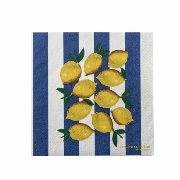 Set 20 șervețele din hârtie FSC Mix, multicolor, imprimeu cu lămâi, modele diferite pe față și verso, 33 x 33 cm, „Limone”