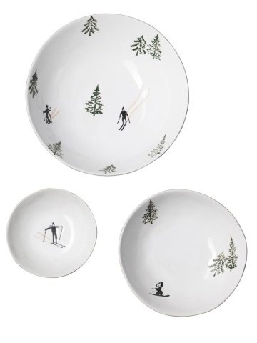 Set 3 farfurii adanci, din ceramica, Slalom