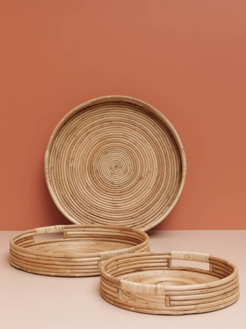 Set 3 tavi din rattan natural – S/3, H8 x Ø 60 cm - Img 3