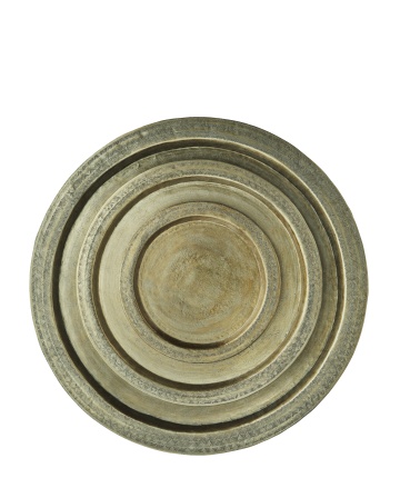Set 3 tăvi rotunde din aluminiu forjat manual, D28/42/58 cm, „Artisan"