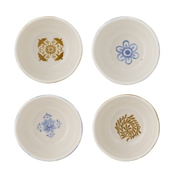 Set 4 boluri din ceramică artizanală, multicolor cu motive mediteraneene, 10,5×5 cm, „Milton" - Img 3