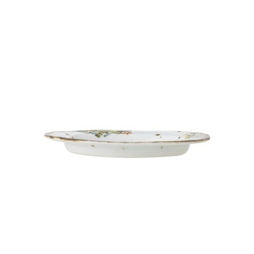 Set 4 farfurii din ceramică artizanală albă cu motive florale roz pictate manual și margine aurie, 15×1,5 cm, "Savina" - Img 2