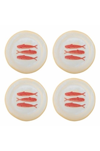 Set 4 farfurii din ceramică, design mediteraneean, Ø27, "Hadden"