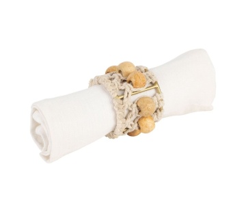 Set 4 inele decorative pentru servetele, din metal si bumbac, D4 cm, Macrame - Img 1