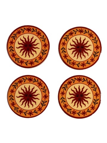Set 4 suporturi de pahare din lemn de mango 10cm, Hélios