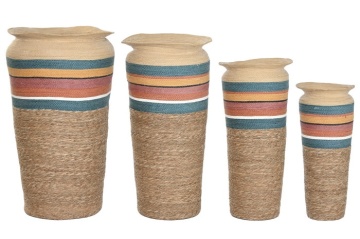 Set 4 suporturi pentru ghivece din fibră naturală cu accente multicolore, „Seychelles” - Img 2