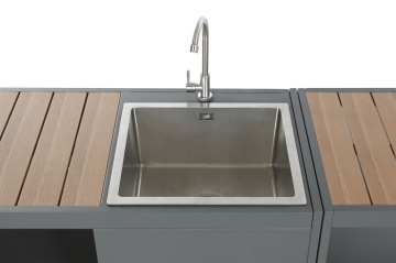 Set bucătărie de exterior din aluminiu și lemn compozit, 236 x 50 x 91 cm, „Isla Outdoor Kitchen Set" - Img 6