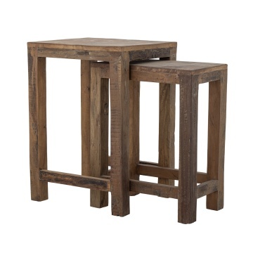 Set de 2 măsuțe laterale rustice din lemn reciclat maro, 26x40x50 cm și 36x40x57 cm, „Galen"