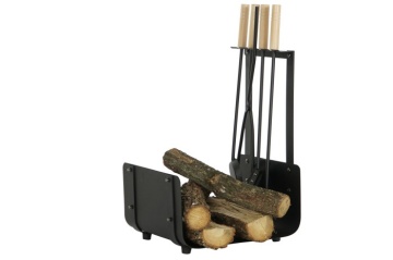 Set decorativ 4 figurine tip brad, stil industrial minimalist, culoare negru, din oțel și lemn de pin, „Woodshed” - Img 2