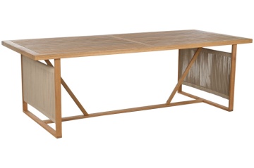 Set mobilier de exterior masa dining si 8 scaune, din lemn de eucalipt și sfoară naturală, 230X100X75 cm - Img 3