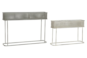 Set suporturi ghivece alb antichizat din metal, 100×22×70 cm și 80×20×53 cm, „White"