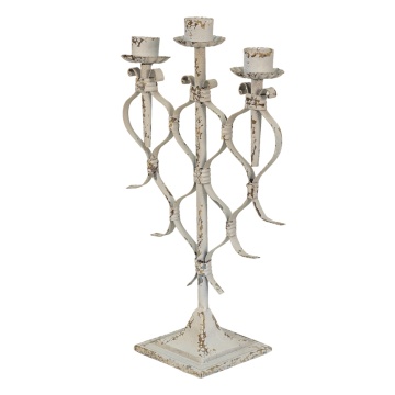 Sfesnic alb, din metal, aspect vintage, 28x12x42 cm - Img 2