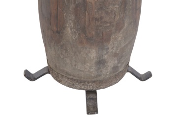 Sfeșnic de podea din lemn reciclat și metal, 26 x 26 x 100 cm, butuc de roată de car, glob din sticlă, „Candle Holder Wheel Hub" - Img 3
