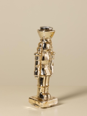 Sfeșnic din sticlă, figurină spărgător de nuci, auriu, finisaj lucios, 23×7×7 cm, „Casse-Noisette" - Img 5