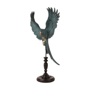 Statuetă decorativă din polirășină, albastru, papagal pe suport, 52,5 x 26,5 x 14,5 cm, „Lori”