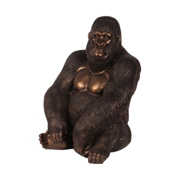 Statuetă decorativă din polirășină, maro și bronz, gorilă așezată, 61 x 46 x 40 cm, „Bwindi”