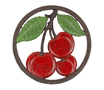Suport din fontă pentru vase fierbinți „Cerise”, roșu și verde, Ø20 cm - Img 1