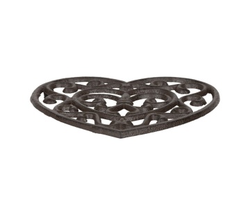 Suport din fontă pentru vase fierbinți în formă de inimă „Rhodonea”, brun, 19 x 18 cm - Img 5