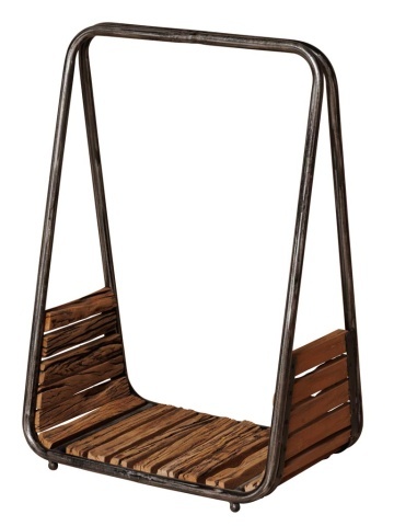 Suport lemne de foc din metal și lemn de mango reciclat, natur, cu cadru în A, 70 x 49 x 32 cm, „Cheyenne”