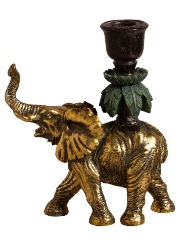 Suport lumanare din polirășină, „Golden Elephant”