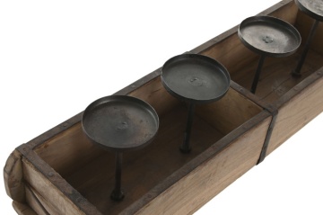 Suport lumânări decorativ ,natur din lemn de tec si metal, "Fjell" - Img 3