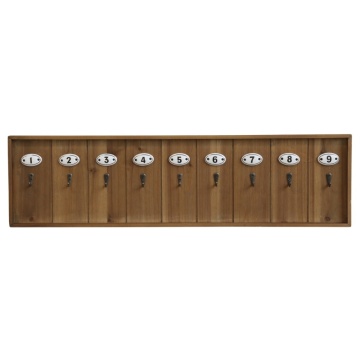 Suport pentru chei, din lemn, cu 9 agatatori, aspect rustic