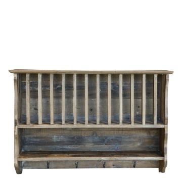 Suport pentru farfurii, din lemn reciclat, cu aspect rustic