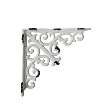 Suport pentru raft, alb, din metal, aspect vintage, French Fleur-de-lis