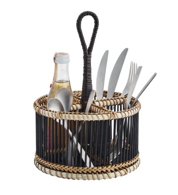 Suport pentru tacâmuri din bambus, 4 compartimente, D19×H17 cm, „Bamboo Cutlery Holder" - Img 3