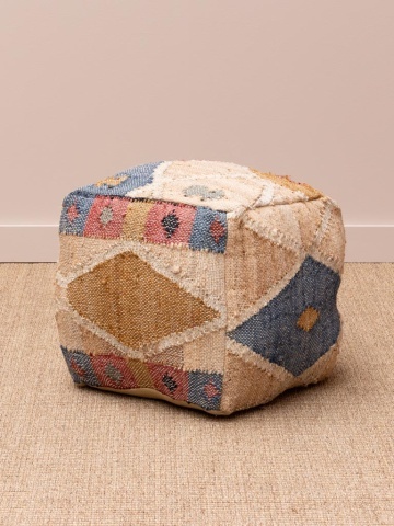 Taburet kilim din bumbac și cânepă, "Summer End" - Img 6