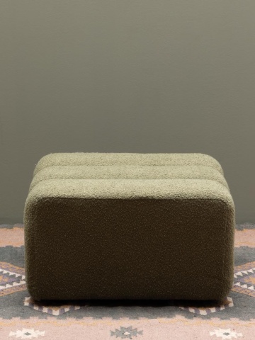 Taburet pentru picioare din stofă bouclé, verde, cu șezut în trei role, 41 x 74 x 70 cm, „Nasrine” - Img 4