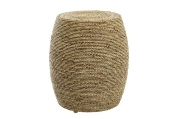 Taburet rotund din frânghie de cânepă, natur, în formă de butoi, folosit și ca măsuță laterală, 52 x Ø 45 cm, „Cáuamo”