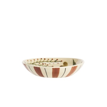 Tavă din ceramică stoneware pictată manual cu motive botanice folk, D26×H5,5 cm, „Folk Tray" - Img 3