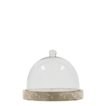 Tava din lemn de mango, cu capac din sticla, H21/D27cm, Dome
