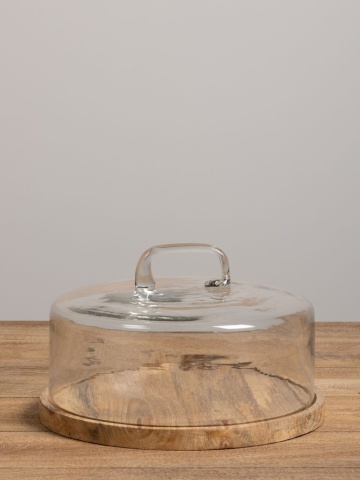 Tava rotunda din lemn de mango, cu capac din sticla, D30cm, Artisan - Img 2