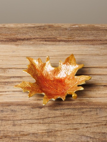 Tavita decorativa, forma de frunza, din cositor, 12 cm, Autumn - Img 2