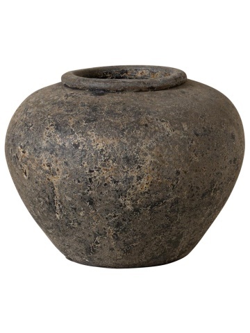 Vas decorativ din teracotta cu finisaj antichizat , H26cm , "Patina"