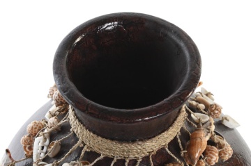 Vază decorativă Balinese multicolor din bambus cu structură din scoici, "Samudra" - Img 4