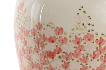 Vază decorativă oriental pictată manual alb cu accente multicolore din ceramică cu structură din ceramică, "Floraya" - Img 3