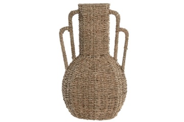 Vază decorativă tropical natural din iarbă de mare cu structură din metal, "Sevanta" - Img 2