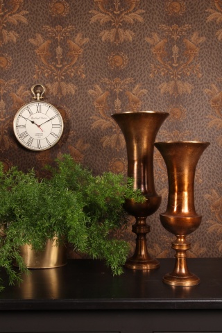 Vază din aluminiu, bronz, finisaj antichizat, 73 x 28 cm, „Delphine” - Img 2