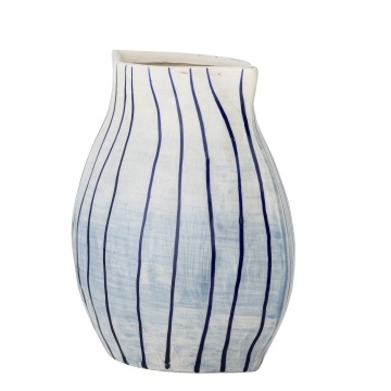 Vază din ceramică artizanală, albastru, cu dungi verticale, 21,5x13x22 cm, „Esra" - Img 4
