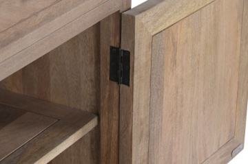 Vitrină două corpuri interior natural din tec reciclat cu structură din lemn – "Kalindra" - Img 10