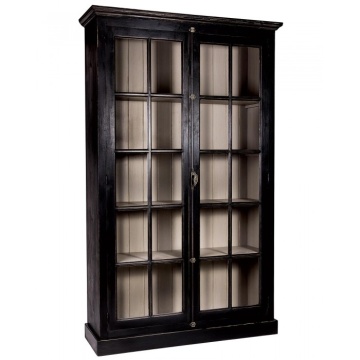 Vitrina, negru, din lemn masiv de pic, cu aspect vintage, double, Paris - Img 2