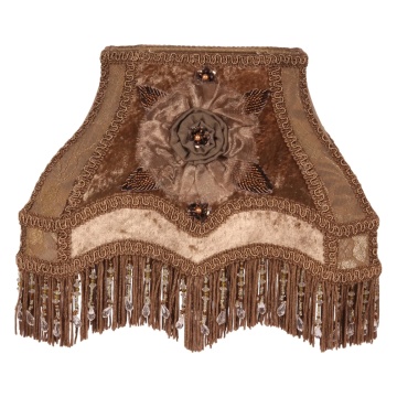 Abajur din textil, maro, formă dreptunghiulară, 17 x 22 x 18 cm, „Victoria”