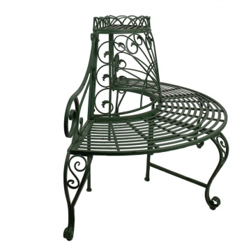 Banca de gradina, verde, din metal, aspect vintage - Img 5