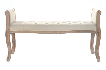 Banchetă de hol din lemn de cauciuc și in, 109×45×60 cm, „Entry" - Img 4