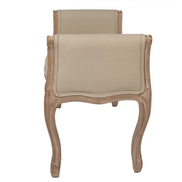 Bancheta shabby chic cu brate laterale, bej, stofa - Img 3