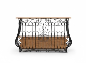 Bar din metal și lemn, în stil romantic și industrial, negru și natur, cu suport pentru sticle și pahare, 97 x 144 x 42 cm, „Périgord” - Img 3